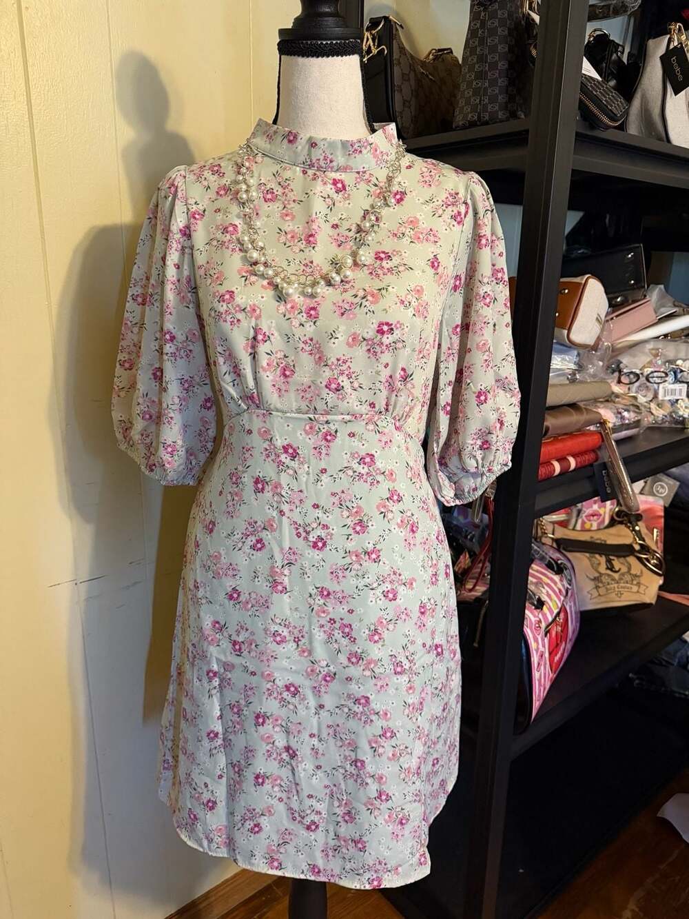 Andree by Unit Women's Light Blue and Pink Floral dress